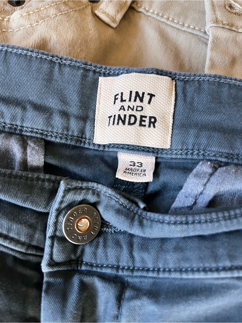 Flint & Tinder Slate Blue Chino Pants 33 Slim Casual Dress Men